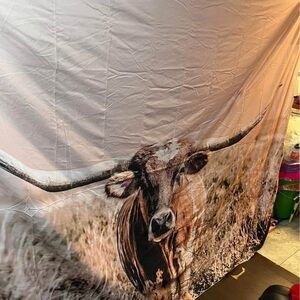 Xlarge Longhorn Tapestry with Brown and Cream Design